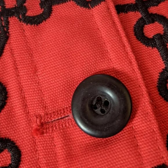 Charter Club Denim Jacket, Red / Black Chain Pattern, Size XL - Picture 7 of 10